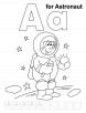 A for astronaut coloring page with handwriting practice