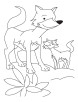 Fox with cub coloring pages