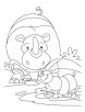 Indian one horned rhinoceros with baby rhinoceros coloring page