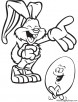 Bunny laughing on egg coloring page
