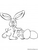 Bunny with three eggs coloring page