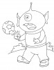 Monster playing football coloring page
