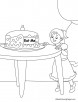 Alice and cake coloring page