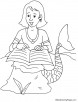 Merman reading a book coloring page