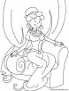 Princess on a big throne coloring page