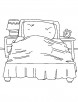 Single bed with lamp shade coloring page