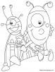 Two aliens walking coloring page