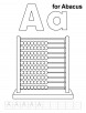 A for abacus coloring page with handwriting practice