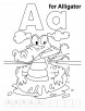 A for alligator coloring page with handwriting practice
