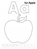 A for apple coloring page with handwriting practice