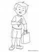 A naughty boy with bag coloring page