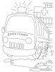 A ready ambulance in front of hospital coloring page