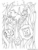 Animals in the bushes coloring page