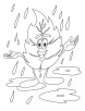 Leaf enjoying the rain on arbor day coloring pages