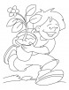 A boy running with a plant on arbor day coloring pages