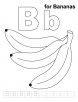 B for bananas coloring page with handwriting practice