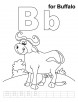 B for buffalo coloring page with handwriting practice