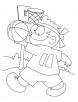 Funny boy with basketball coloring page
