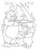 Bear and Cub eating honey coloring page