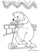 Bear riding on scooter coloring page