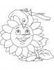 Bird and sunflower coloring page