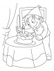 A boy cutting his birthday cake coloring pages