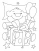 A cute teddy bear with birthday gift coloring pages
