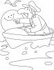 A man in a boat coloring page
