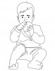 Boy eating bread coloring page