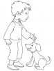 Boy with puppy coloring page