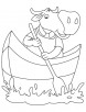 Buffalo boating in lake coloring page