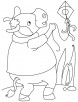 Buffalo flying a kite coloring page
