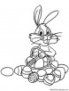 Bunny with colorful eggs coloring page
