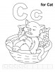 C for cat coloring page with handwriting practice  	