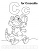 C for crocodile coloring page with handwriting practice