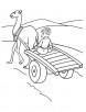Camel cart in desert coloring page