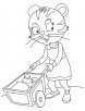 Cat pushing a cart coloring page