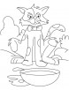 Cat spill the milk coloring page