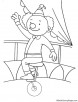 Clown riding unicycle coloring page