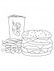 Cola fries burger coloring page