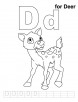 D for deer coloring page with handwriting practice
