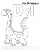 D for dinosaur coloring page with handwriting practice