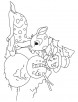 Deer fawn with snowman coloring page