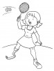 Disabled girl playing badminton coloring page