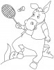 Donkey playing badminton coloring page