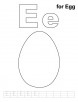 E for egg coloring page with handwriting practice 