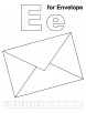 E for envelope coloring page with handwriting practice 