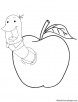 Earthworm in apple coloring page