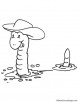 Earthworm in hat coloring page