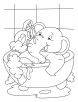 Elephant having bath in the tub coloring page